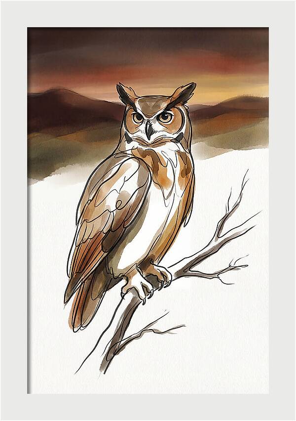 Great Horned Owl At Dusk