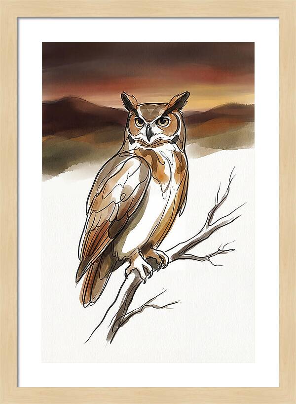 Great Horned Owl At Dusk