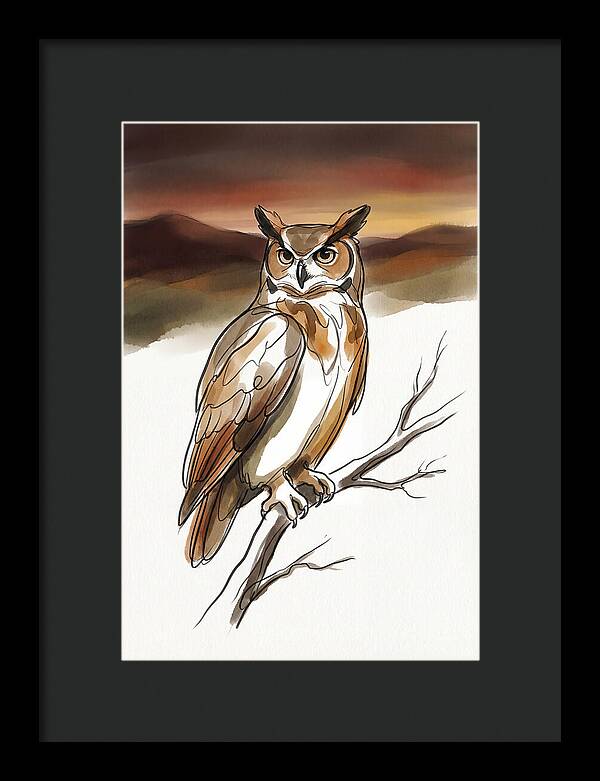 Great Horned Owl At Dusk