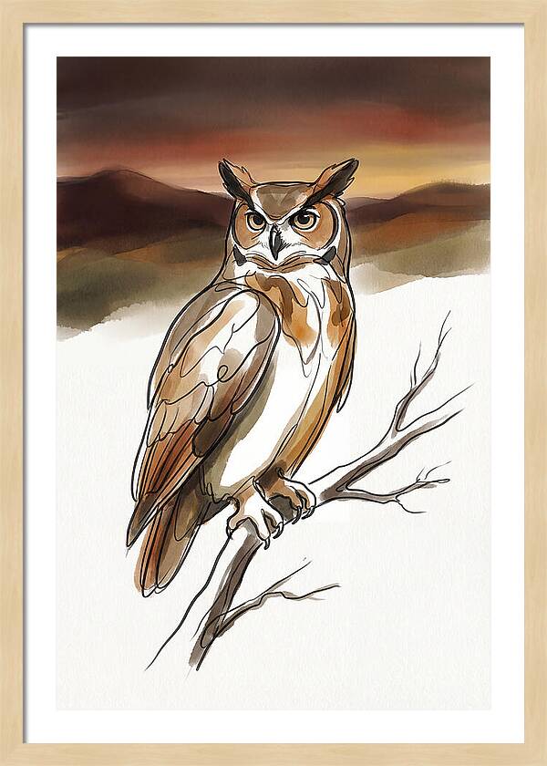Great Horned Owl At Dusk