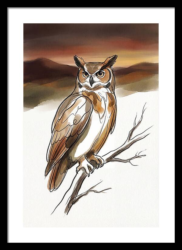 Great Horned Owl At Dusk
