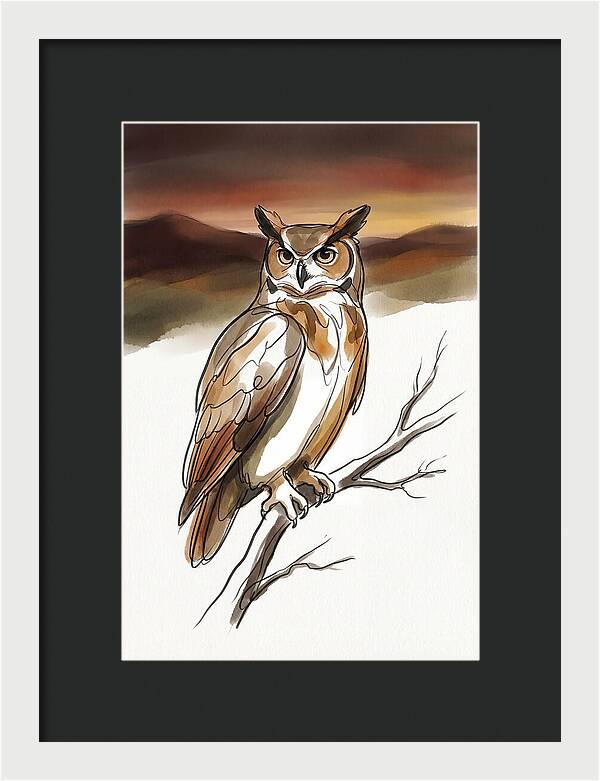 Great Horned Owl At Dusk
