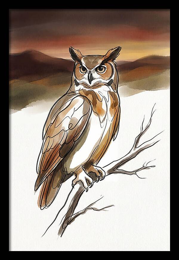 Great Horned Owl At Dusk
