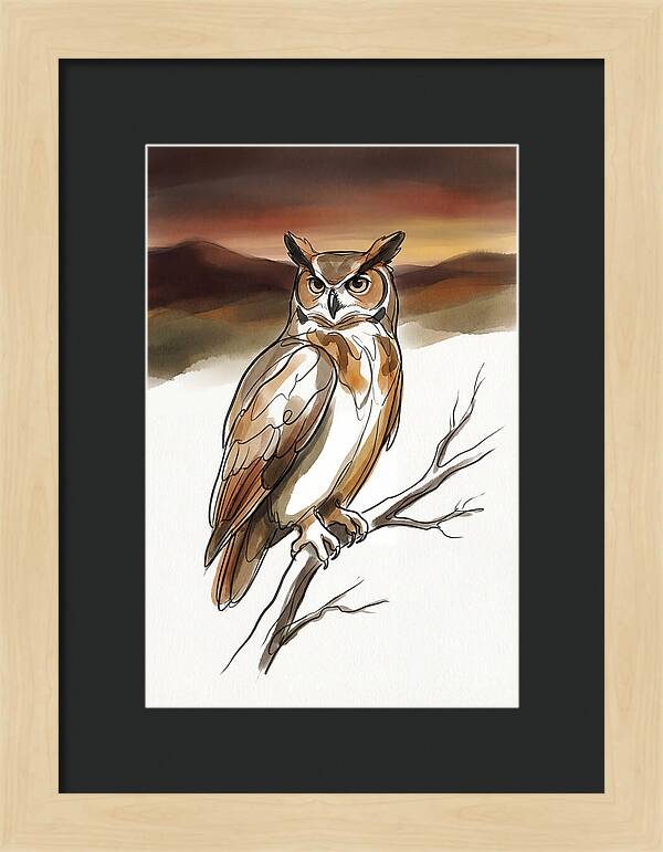 Great Horned Owl At Dusk