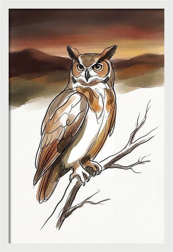 Great Horned Owl At Dusk