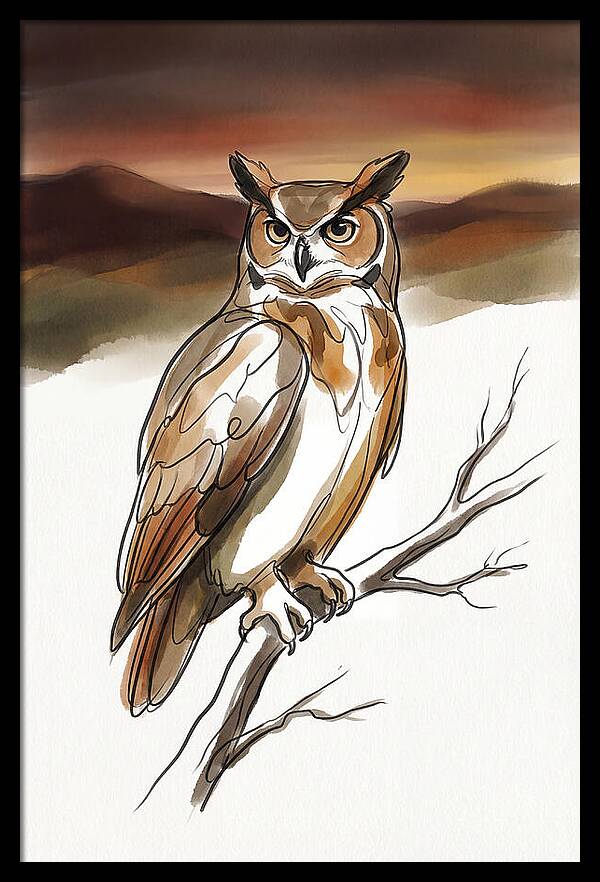 Great Horned Owl At Dusk