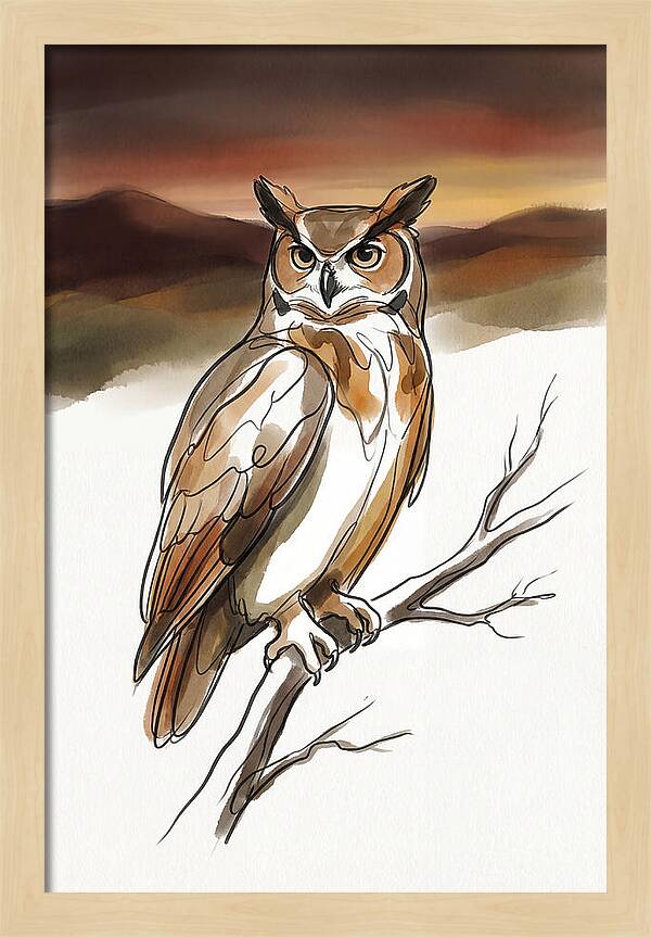 Great Horned Owl At Dusk