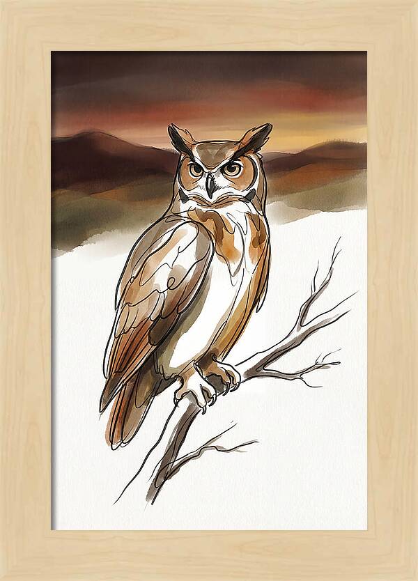 Great Horned Owl At Dusk