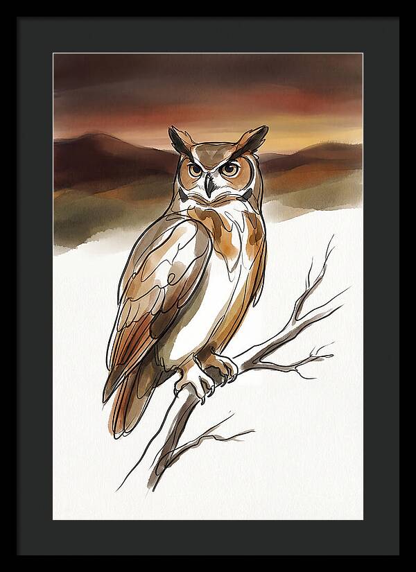 Great Horned Owl At Dusk