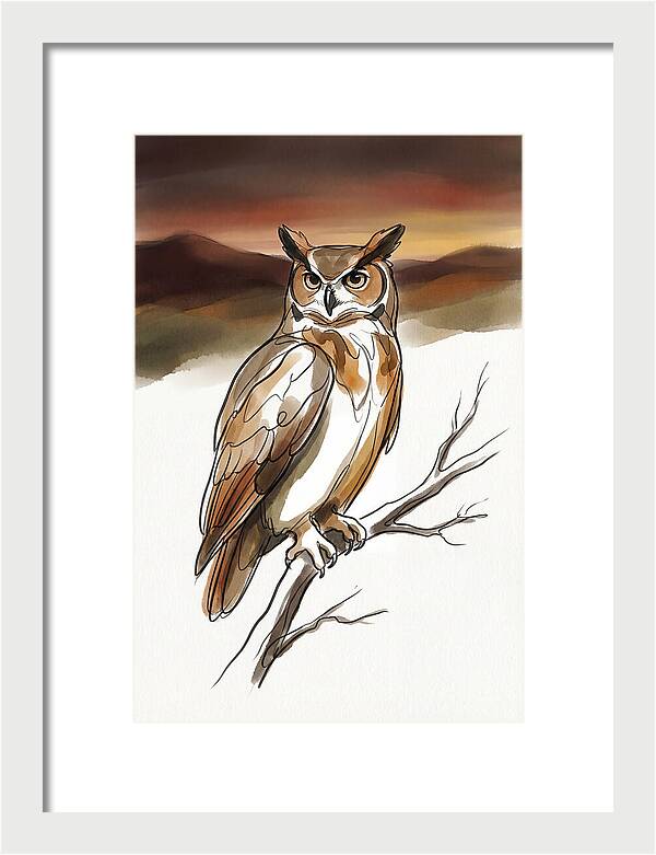 Great Horned Owl At Dusk