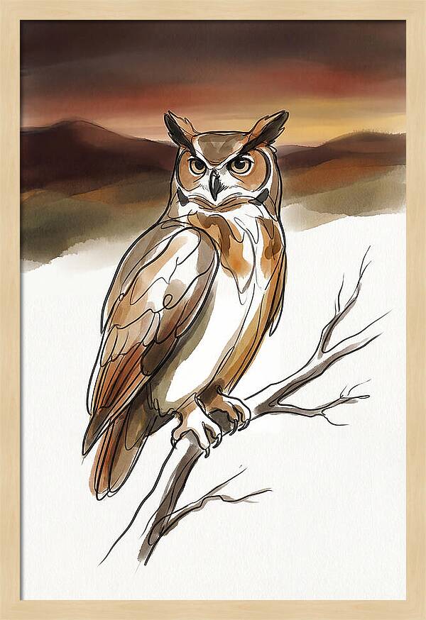 Great Horned Owl At Dusk