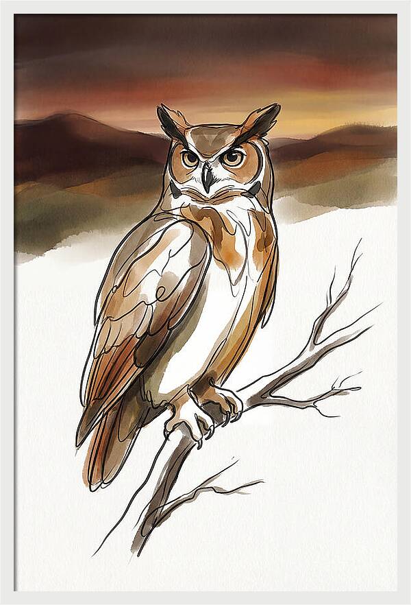 Great Horned Owl At Dusk