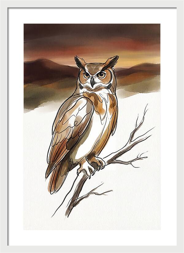 Great Horned Owl At Dusk