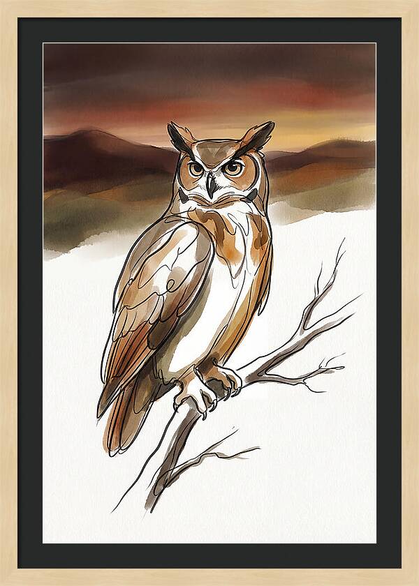 Great Horned Owl At Dusk