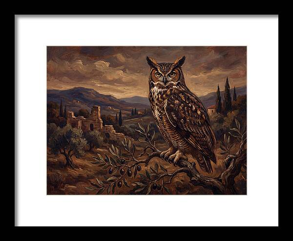 Great Horned Owl In Mediterranean Landscape