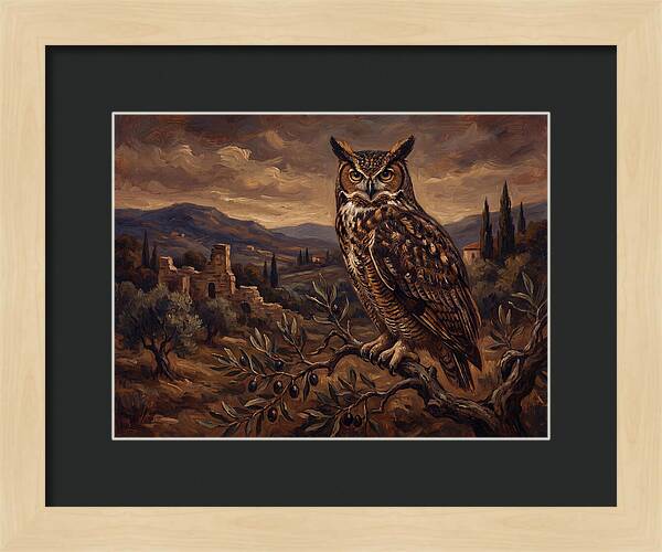 Great Horned Owl In Mediterranean Landscape