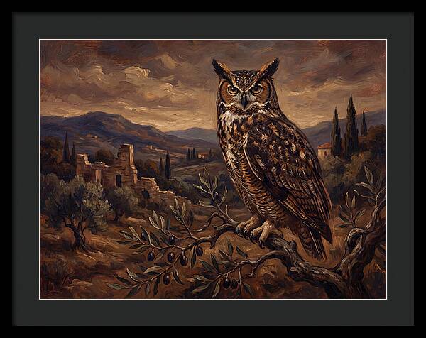 Great Horned Owl In Mediterranean Landscape