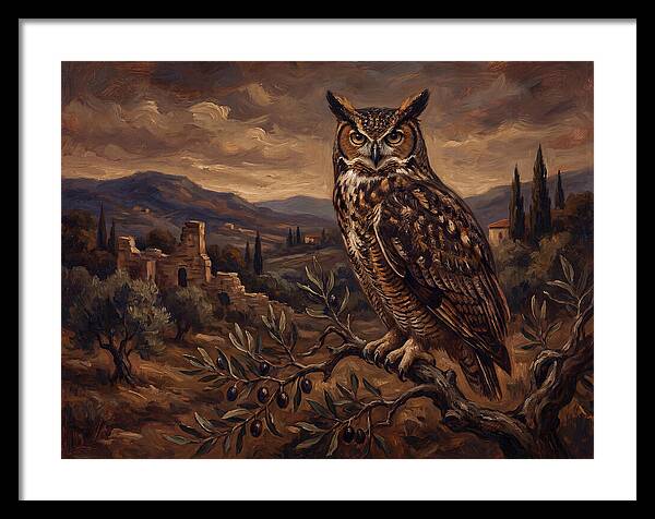 Great Horned Owl In Mediterranean Landscape