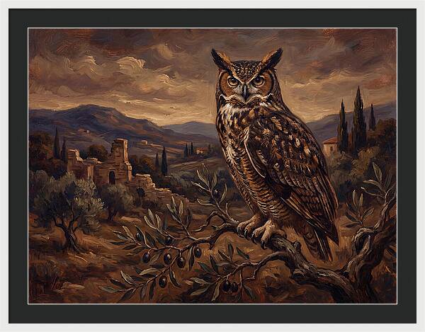Great Horned Owl In Mediterranean Landscape