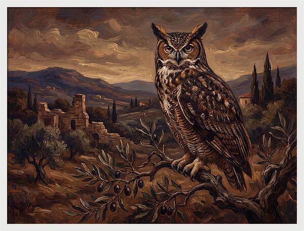 Great Horned Owl In Mediterranean Landscape