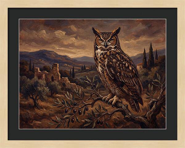Great Horned Owl In Mediterranean Landscape
