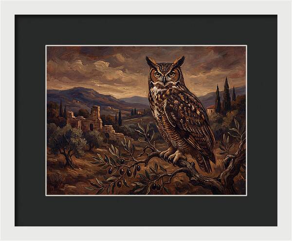 Great Horned Owl In Mediterranean Landscape