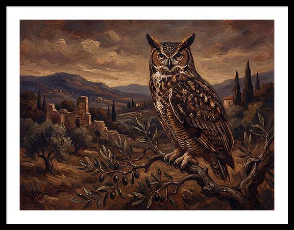 Great Horned Owl In Mediterranean Landscape