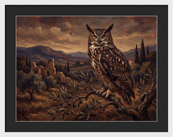 Great Horned Owl In Mediterranean Landscape