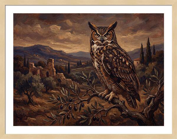Great Horned Owl In Mediterranean Landscape