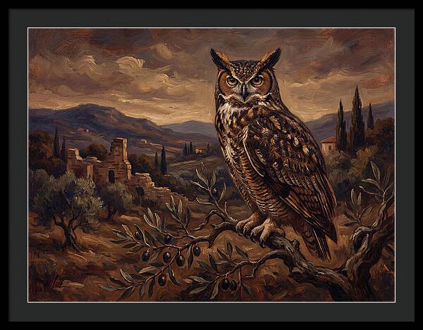 Great Horned Owl In Mediterranean Landscape
