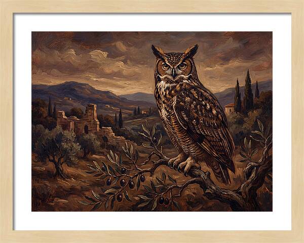 Great Horned Owl In Mediterranean Landscape