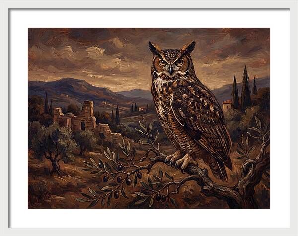 Great Horned Owl In Mediterranean Landscape