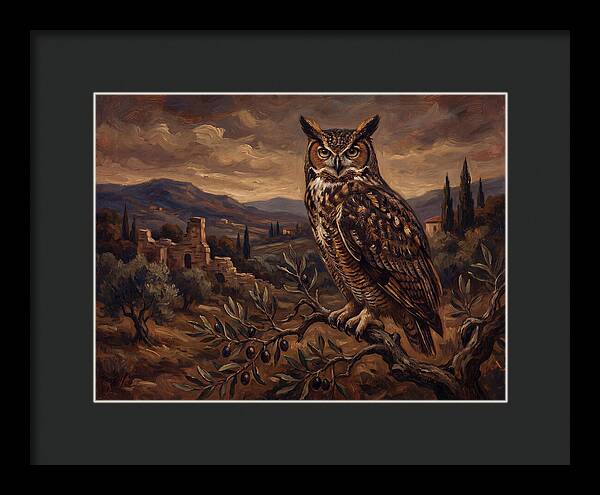 Great Horned Owl In Mediterranean Landscape