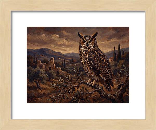 Great Horned Owl In Mediterranean Landscape