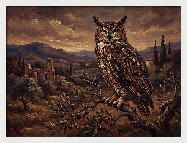 Great Horned Owl In Mediterranean Landscape