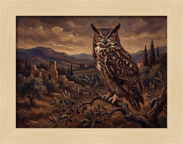 Great Horned Owl In Mediterranean Landscape