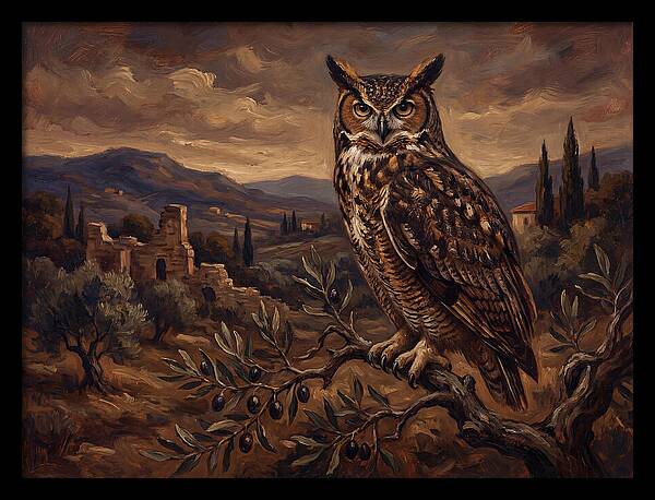 Great Horned Owl In Mediterranean Landscape