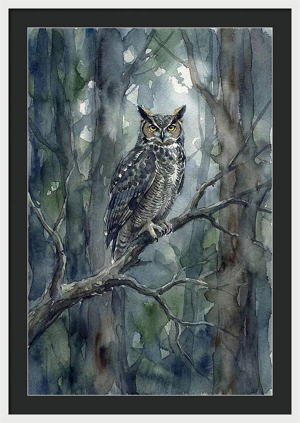 Great Horned Owl Perched In Forest