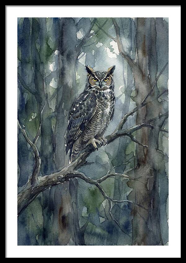 Great Horned Owl Perched In Forest
