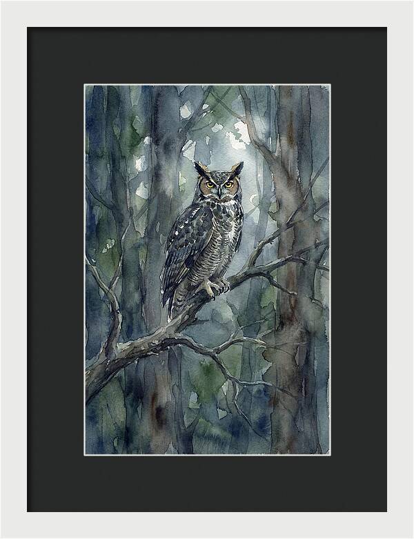 Great Horned Owl Perched In Forest