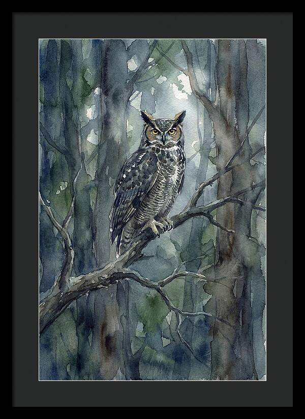 Great Horned Owl Perched In Forest