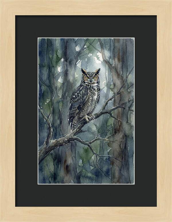 Great Horned Owl Perched In Forest