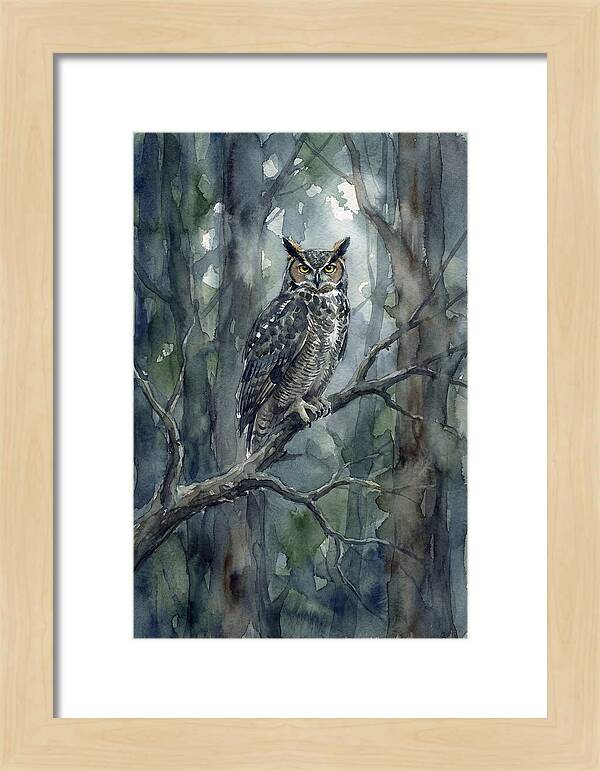 Great Horned Owl Perched In Forest