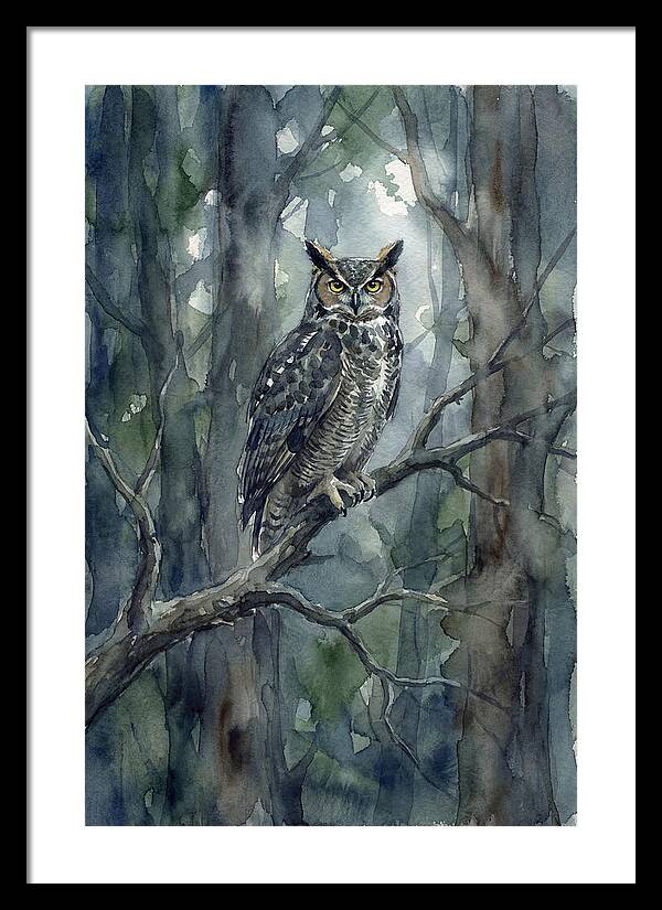 Great Horned Owl Perched In Forest