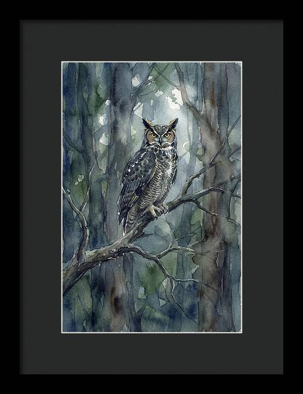 Great Horned Owl Perched In Forest