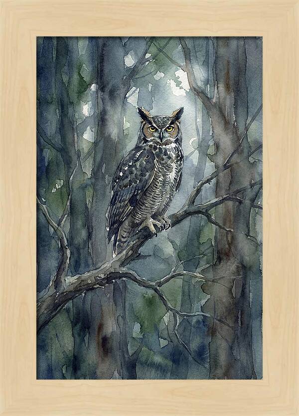 Great Horned Owl Perched In Forest