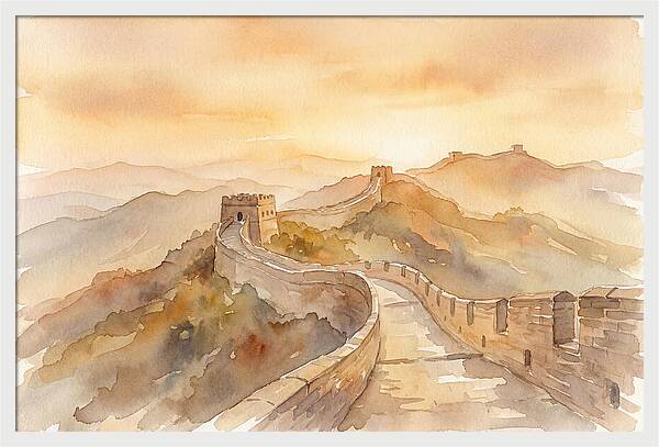 Great Wall Winding Along Mountain Ridges