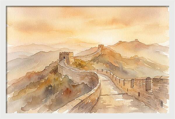 Great Wall Winding Along Mountain Ridges