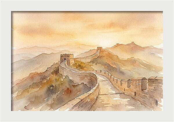 Great Wall Winding Along Mountain Ridges