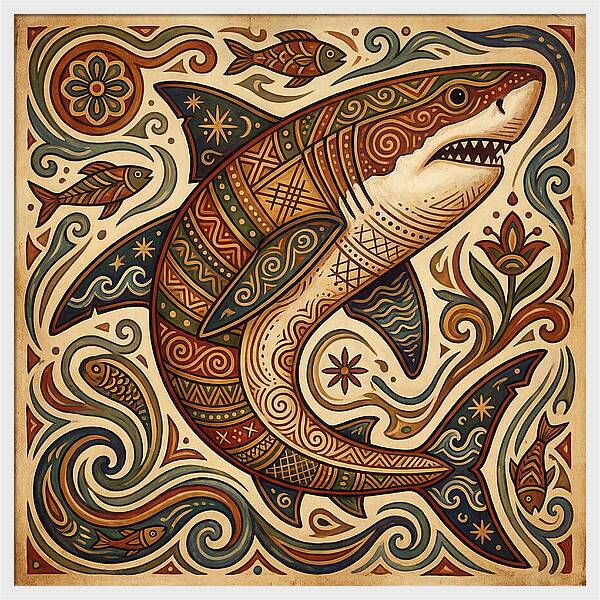 Great White Shark Folk Art